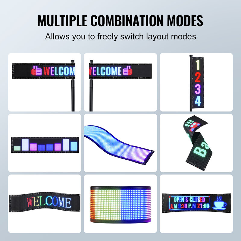 VEVOR Programmable LED Sign P5 Full Color LED Scrolling Panel DIY Custom Text Animation Pattern Display Board