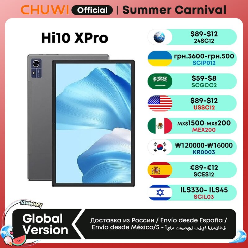 Chuwi-タブレットPCHi10x pro,10.1インチ,4GB RAM,800 GB ROM,wifi,Android 1280,13