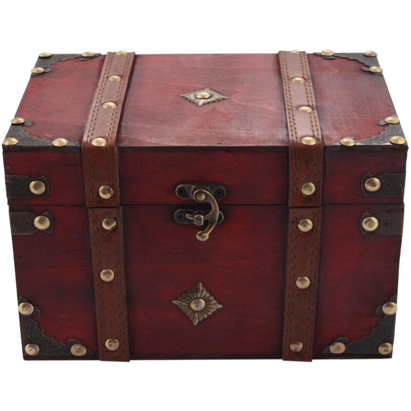 Coffre rétro en bois vintage, boîte de rangement de style antique pour bijoux, boîte à bibelots