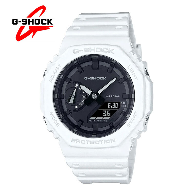 G-SHOCK 여성용 캐주얼 다기능 야외 스포츠 시계, 충격 방지 LED 다이얼, 듀얼 디스플레이 쿼츠 시계, GA2100 패션