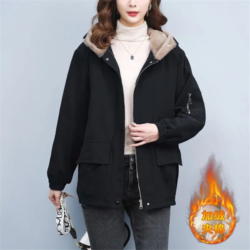 女性のための綿の裏地付きジャケット,セントラルコート,冬服,女性のための非常に素敵なアウターウェア,新しい2023
