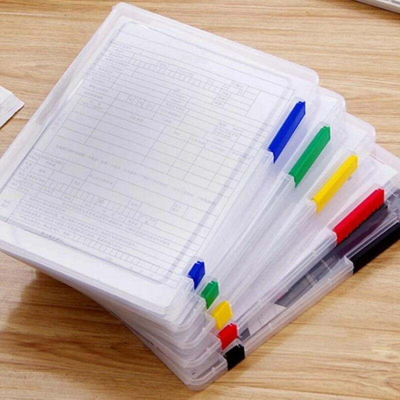 โฟลเดอร์สำนักงานกล่องเก็บเอกสารผู้จัดการ4ชิ้นที่จัดเก็บเอกสารที่ชัดเจนถ้วยกระดาษที่ใส่พลาสติก