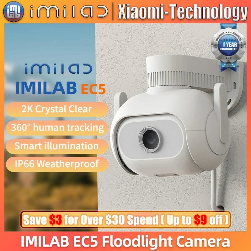 IMILAB-Mi Home Security Video Surveillance Cam, Webcam de Rastreamento Humano, Visão Noturna, WiFi, Exterior, IP, 2K, Holofote Colorido, EC5