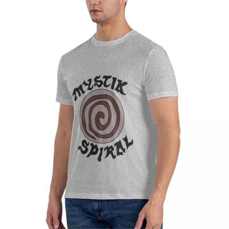 Camiseta essencial espiral masculina, camiseta de manga curta, camisas lisas de algodão, verão