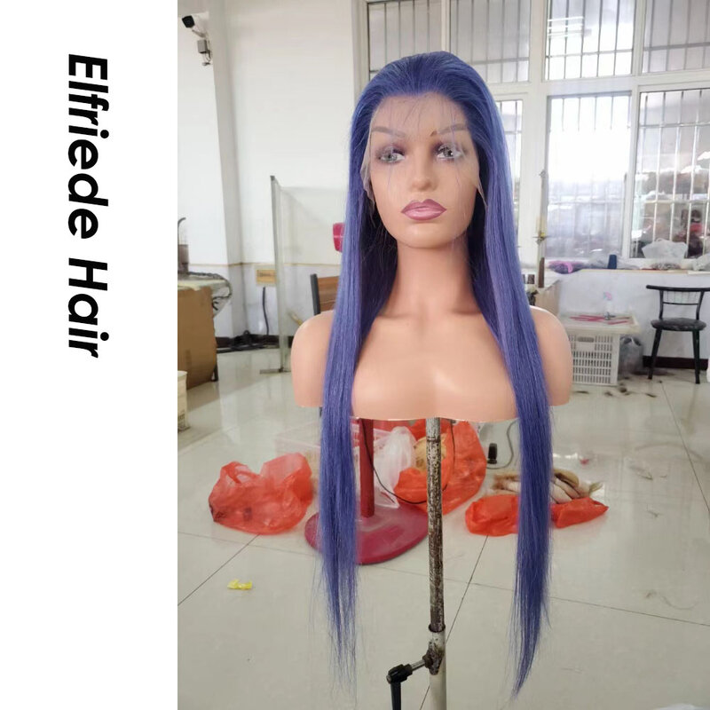 Elfriede # Dark Purple Lace Front Pruiken Voor Vrouwen Gekleurde Pruik 4X4 13X4 13X6 Hd Lace Frontale Pruik 100% Remy Human Hair Pruiken