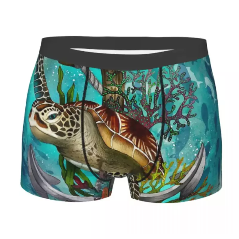Tartaruga masculina e cuecas de animais marinhos, shorts sexy, cuecas boxer, calcinha cueca