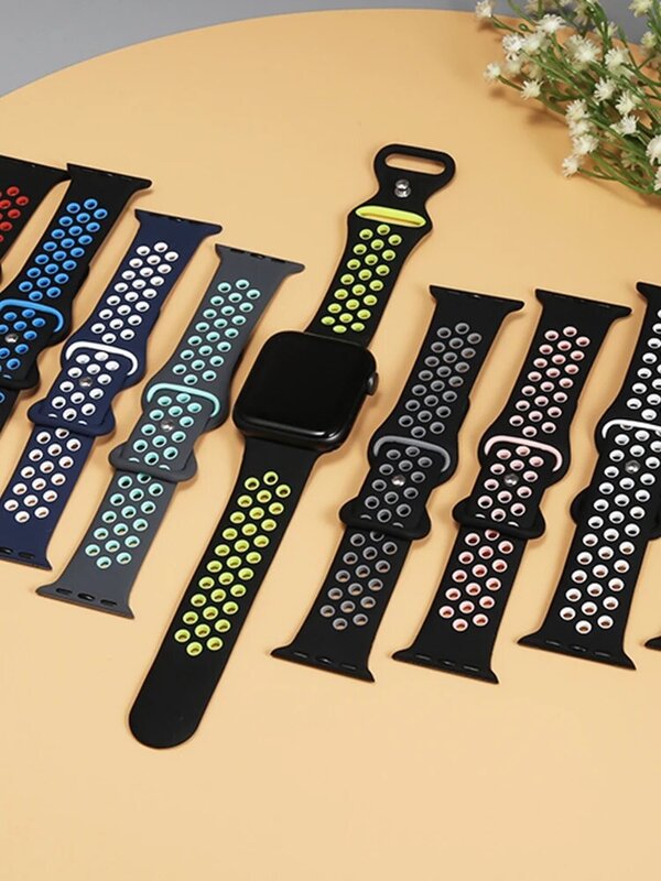 Sport Strap for Apple Watch Ultra 49mm Series 9 8 7 41mm 45mm 44mm 40mm 38MM 42MM Breathable wrist Bracelet iWatch 6 SE 5 3 Band