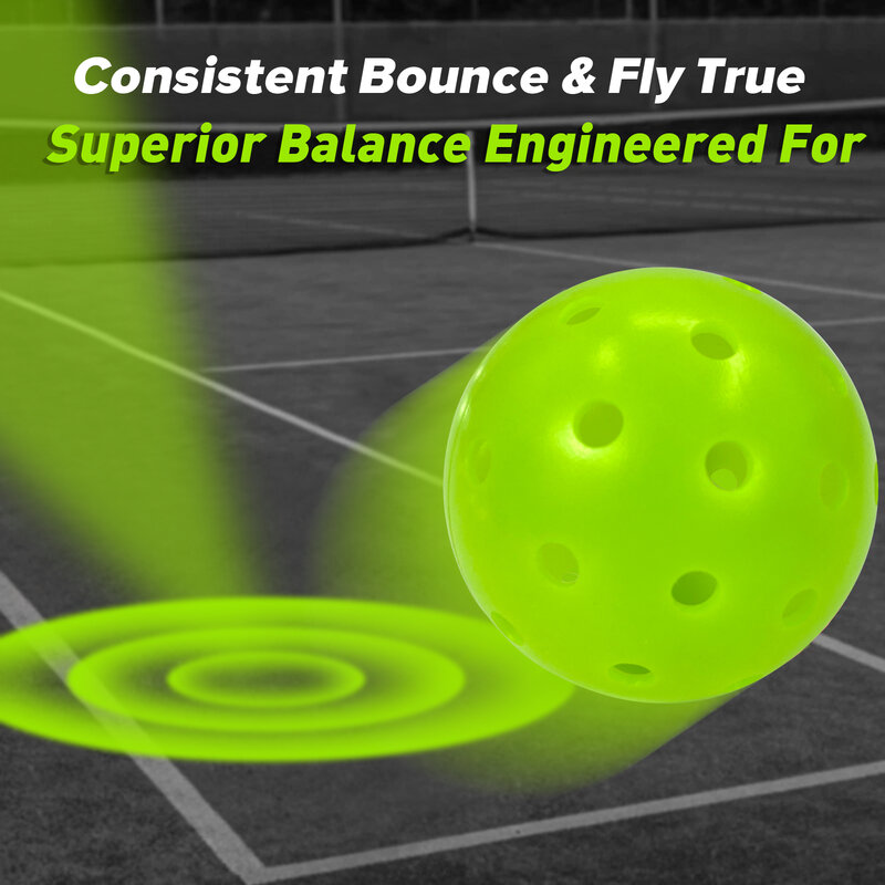 Juciao-Bola de competición de 40 agujeros para exteriores, bolas de Pickleball verde lima, alto rebote, vuelo verdadero, duradero