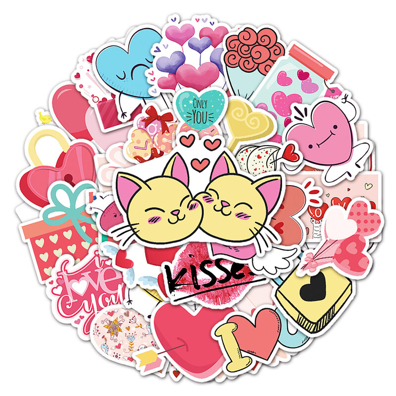 50Pcs Personalized Valentine's Day Series Graffiti Stickers Suitable for Laptop Helmets Desktop Decoration DIY Stickers Toys