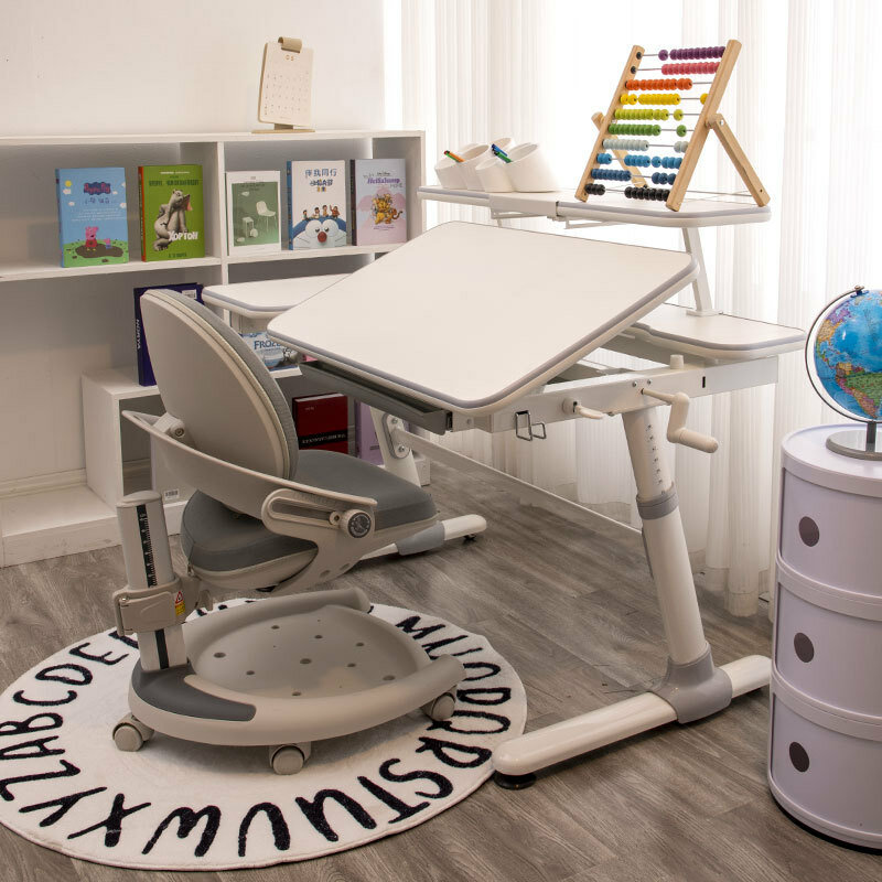 Mesa de estudio para niños, escritorio para estudiantes de escuela primaria, mesa de escritura para el hogar, mesa de estudio ajustable y silla