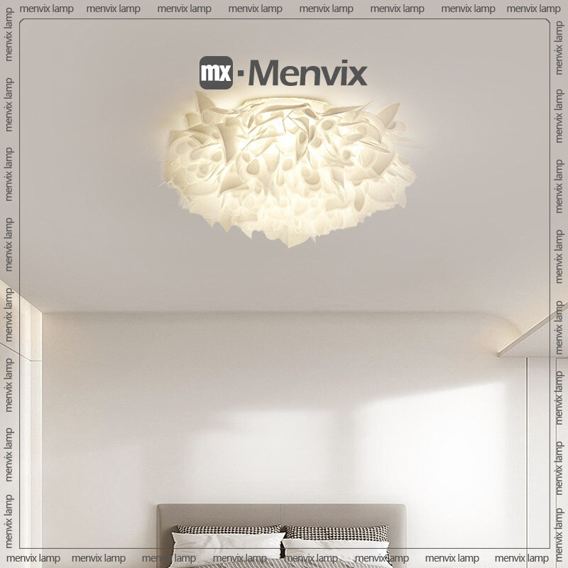 Menvix Modern White LED Chandeliers Ceiling Light Petal Decoration Lamp Holder Bedroom Dining Room Chandelier Ceiling Lamp