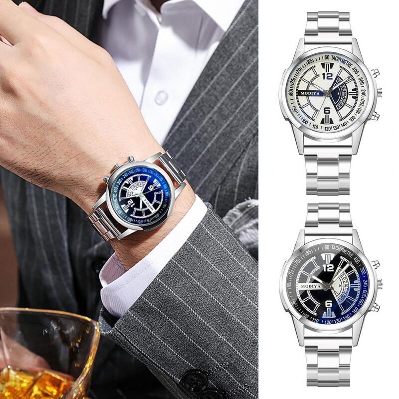 Reloj de cuarzo con esfera redonda para hombre, reloj de cristal de luz azul, elegante, estilo Formal de negocios, resistente a los arañazos, preciso