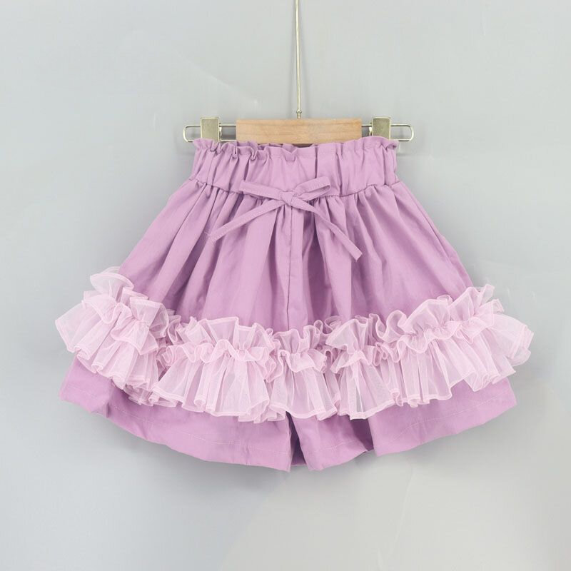 Pantalones cortos con volantes florales de algodón para niñas, faldas de tutú para niños, ropa de princesa para cumpleaños, 2024