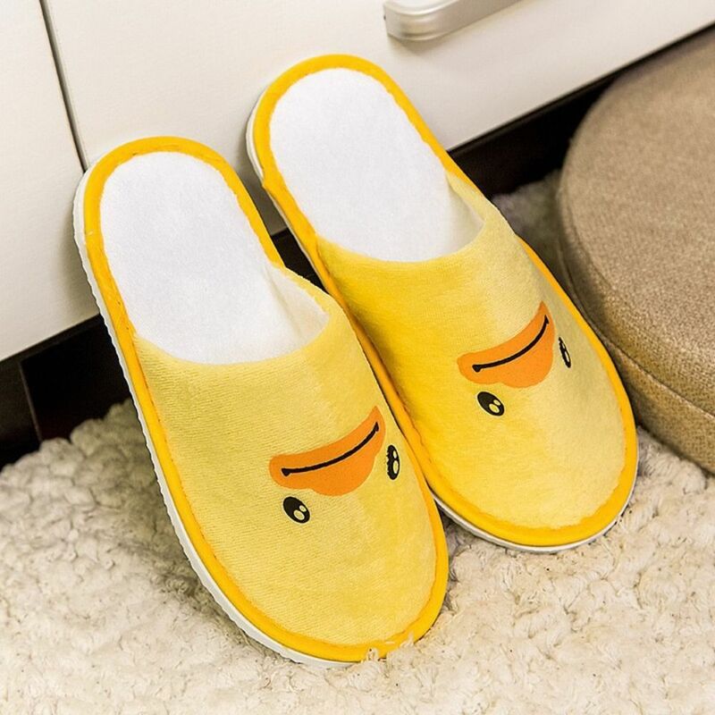Cute Little Yellow Duck Disposable Slippers Soft Cartoon Casual Hotel Slippers Non-Slip Thickening Children's Slippers Home