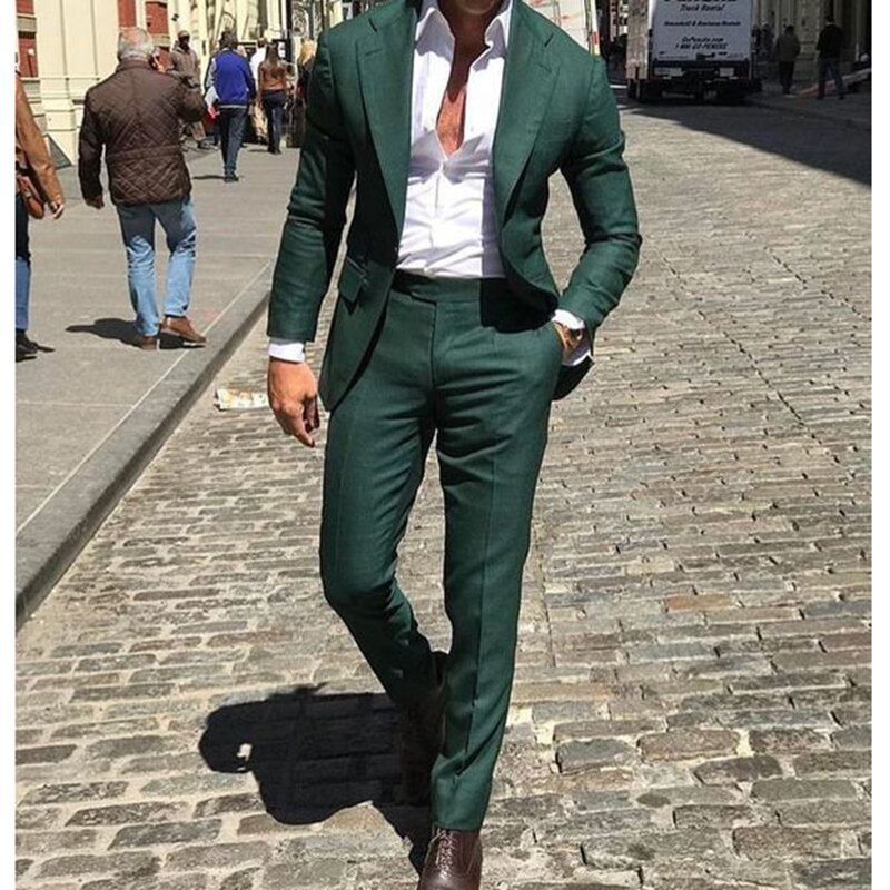 2023 New Arrival Slim Fit Male Suit Notched Lapel Groom Tuxedos Formal Business Men Suits 2 Pieces Blazer Pants Traje Hombre