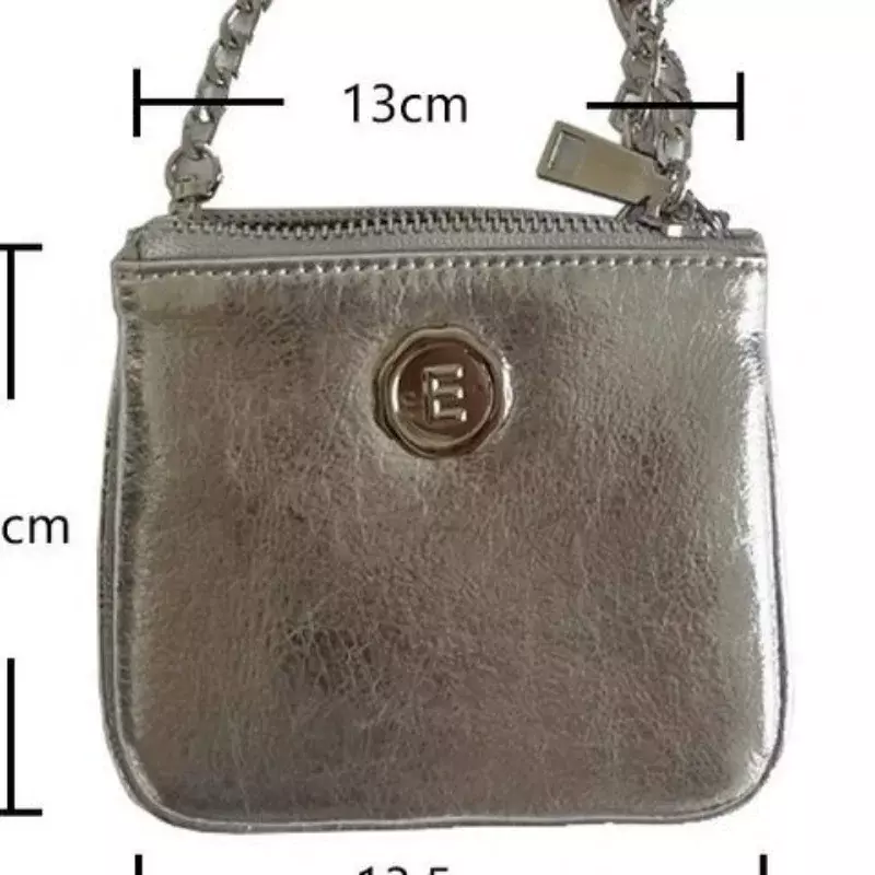 Korean Ins Fashion Mini Shoulder Bags PU Black Silver Zipper Cross Body Bag for Women Lipstick ID Credit Card Money Storage Bags