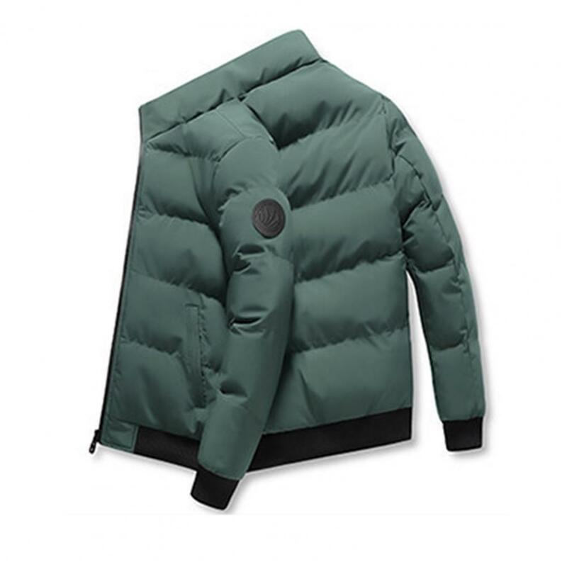 Plus Size giacca imbottita in cotone cappotto tinta unita colletto alla coreana parka addensare giacca invernale con cerniera giacca a vento maschile