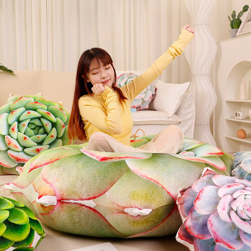 75cm Huge Size 3D Printed Simulated Succulent Plant Cactus Plush Toy Stuffed Lifelike Pillow Sofa Cushion Family Decor Kids Gift
