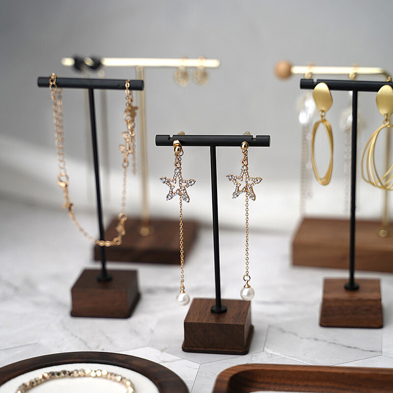 Arylic-Soporte de exhibición de joyas de madera, accesorios de exhibición de Joyas, collar, pendientes, Barelet de tiro, caseta, piezas de exhibición