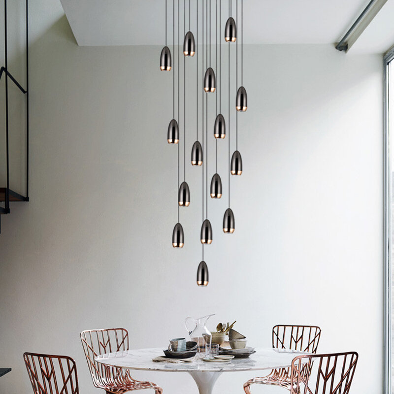 Designer villa escada lustre nórdico moderno simples luz de luxo salão de alta ascensão giratório loft apartamento da família lustre