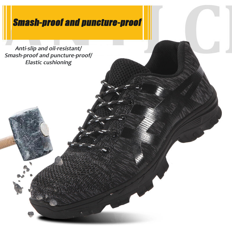 Arbeits schuhe Mesh Konstruktion atmungsaktive Konstruktion Stahl Zehen Sneaker Anti-Stich Anti-Smash leichte männliche Arbeits sicherheits stiefel