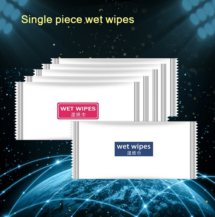 100 buah/lot tisu oem dikemas secara individu tisu basah sekali pakai tisu pembersih tangan disesuaikan grosir paket tunggal