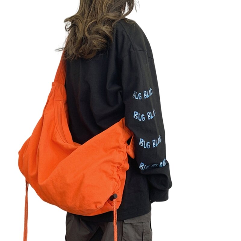 Большая емкость студенческая холщовая сумка через плечо модная сумка через плечо на шнурках