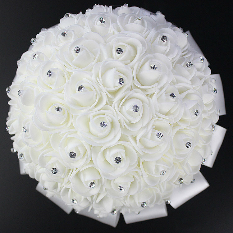 Ayicutia boeket zijde bloemen dama de honor boda Foamflowers Rosa Blanca ramo de novia blanco satinado romántico ramo de boda S21