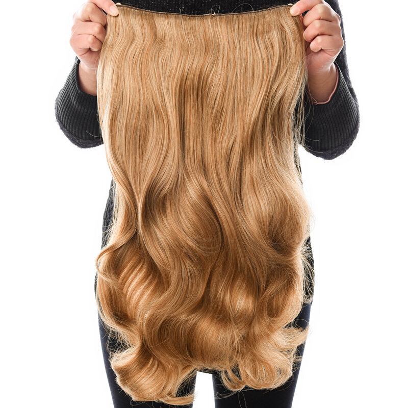 DinDong Synthetic Clip in Hair Extensions Wavy 24 inch 190G Premium Heat Resistant Hair 613# Blonde Brown 19 Colors Available