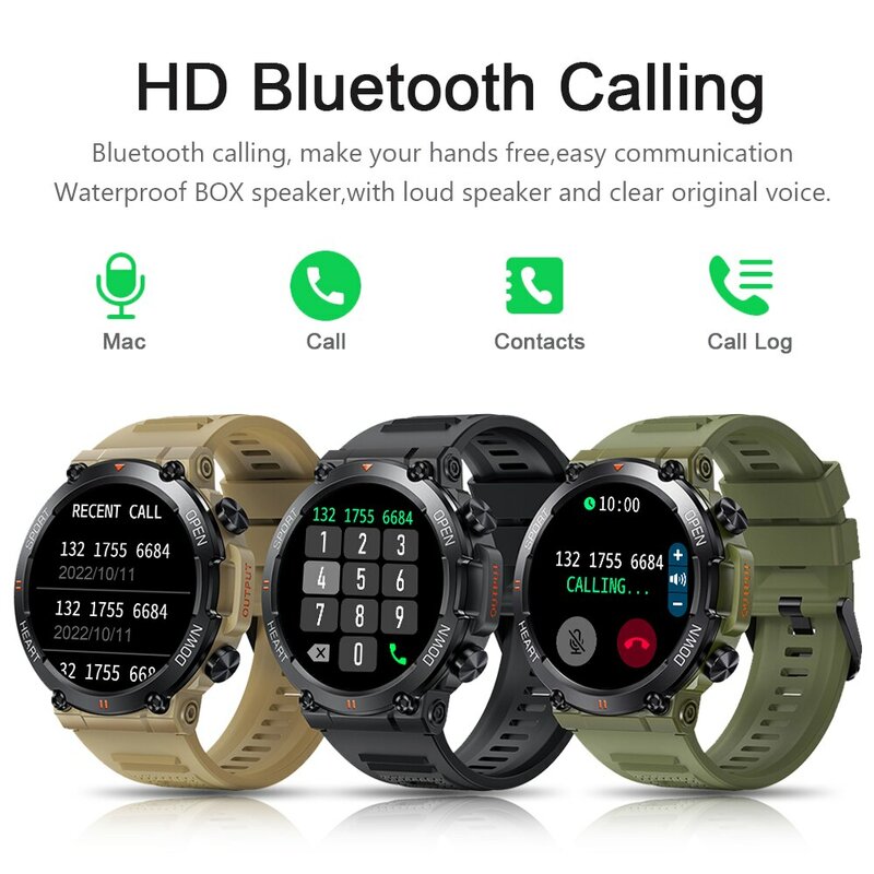 MELANDA-Relógio Inteligente Masculino, Chamada Bluetooth, Rastreador de Fitness Esportivo, Monitor Cardíaco, Smartwatch para Android, IOS, K56, 1.39 "HD, 400mAh