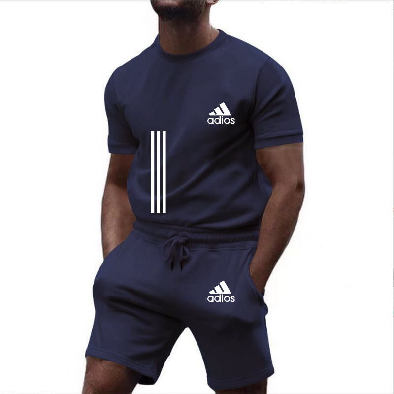 男性用Tシャツとショーツのセット,流行のスポーツウェア,半袖,2ユニット