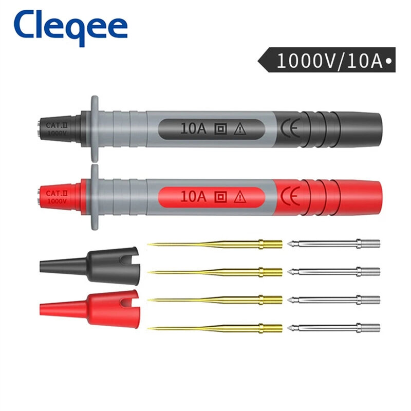 Cleqee-Sonda multímetro P8003, pluma de prueba multiusos, aguja dorada reemplazable, 2 piezas, 1 Juego