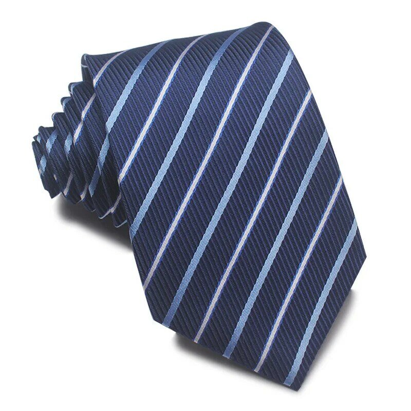 8 cm cravatta uomo Gravatas Classic molti colori più nuovo design cravatta di seta accessori camicia a righe cielo blu uomo ufficio