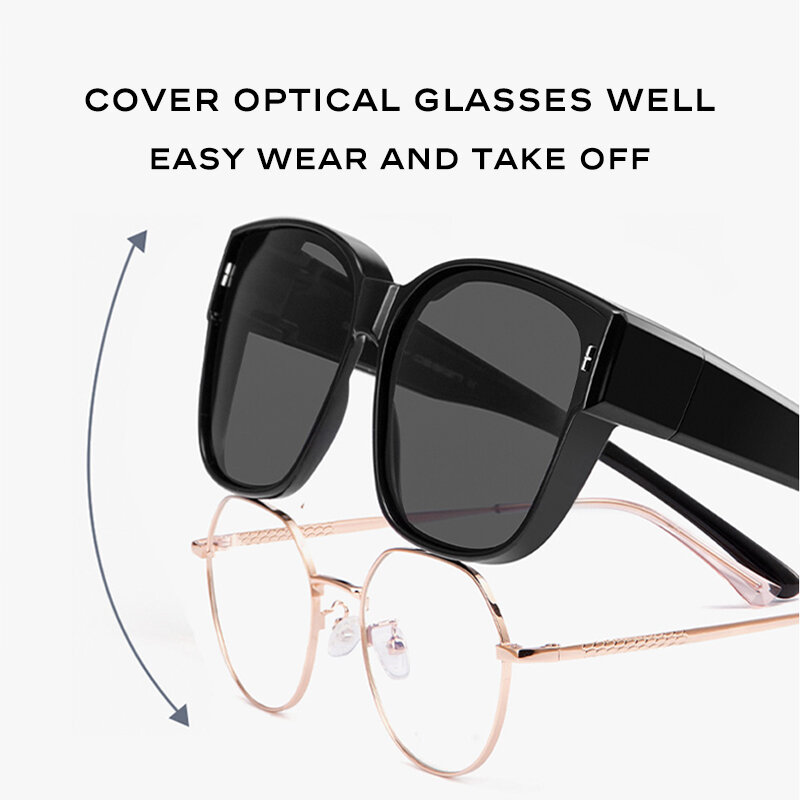 CAPONI Kacamata Hitam Fit Over untuk Wanita TR-90 Mode Terpolarisasi Gelap Perlindungan UV400 Anti-silau Kacamata Hitam Nyaman CP3091
