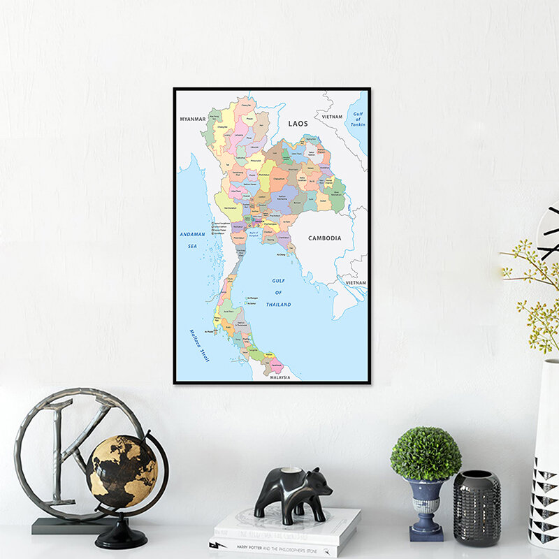 42*59cm The Thailand Map In English Non-woven Canvas Painting Wall Art Print Unframed Poster Home Decoration School Supplies