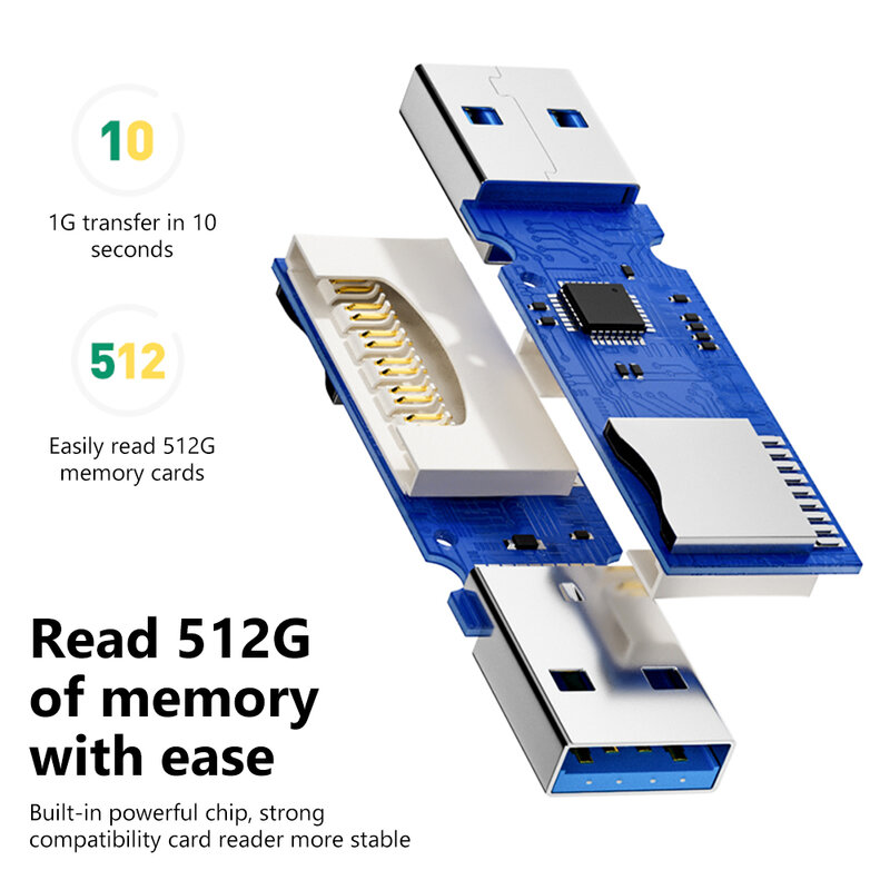 Olaf-USB 3.0 Card Reader, 2 em 1, USB 2.0 para SD Micro SD, TF Memory Card Adapter para PC, Acessórios para Notebook, Flash Drive