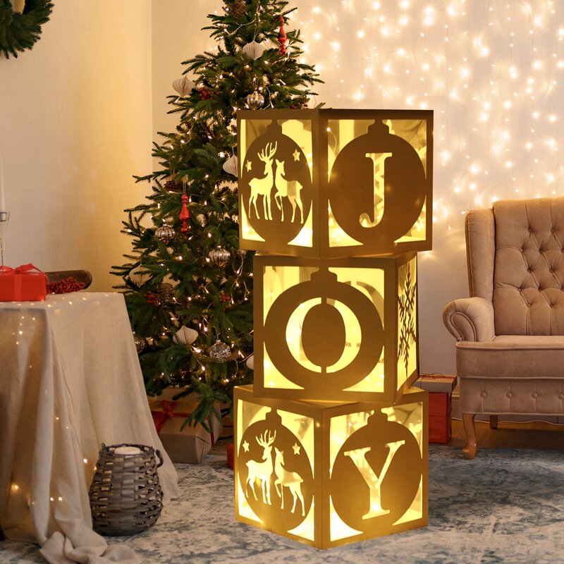 صندوق مجوف لعيد الميلاد مع ضوء ندفة الثلج ، أضواء ليلية الفرح ، زينة عيد ميلاد سعيد ، هدايا عيد الميلاد الطبيعية ، السنة الجديدة ، 2023 ، 2024