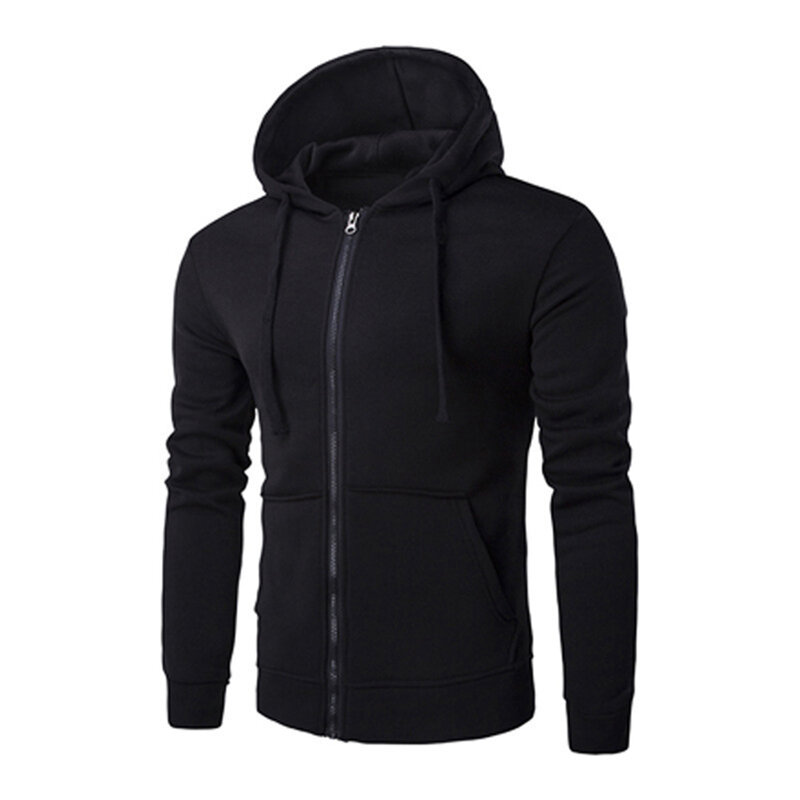 Men Hooded Sweatshirt Jacket Long Sleeve Athletic Hoodies Coat Tops Zip Up Outwear Red Grey Black Blue Navy blue Dark gray