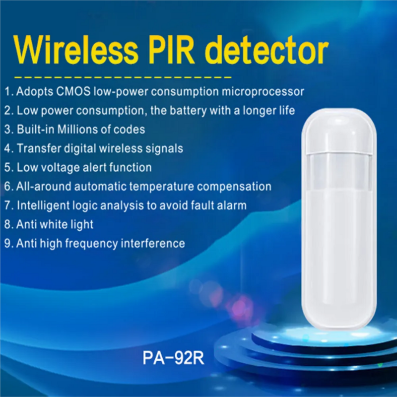 Sistema di allarme sensore PIR a infrarossi di sicurezza domestica, rilevatore di movimento umano antifurto, sistema di allarme wireless a infrarossi, 433MHz, adatto