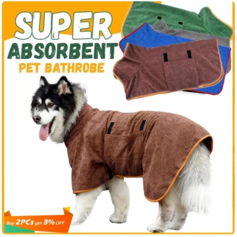 超吸収性ペットバスローブ、犬の乾燥コート、マイクロファイバービーチタオル、大型、中型、小型犬、ファストドライ、犬のアクセサリー