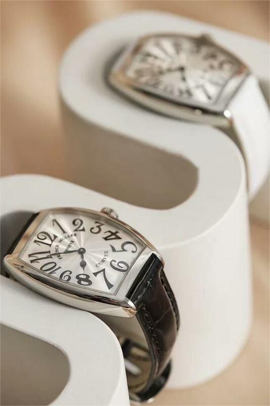 FRANCK MULLER-Relógio de pulso quartzo feminino de luxo, Tonneau, Arch Sapphire Mirror, pulseira de couro, relógio simples e elegante