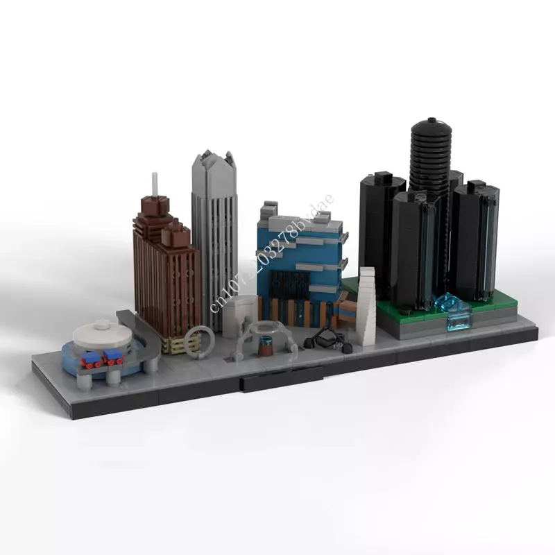 886 szt. Personalizowany Model MOC modułowa Detroit Skyline architektura miasta klocki klocki DIY zabawki konstrukcyjne prezenty urodzinowe