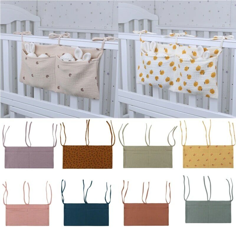Bolsa de almacenamiento para mesita de noche de bebé, organizador multiusos para cuna, pañuelos, pañales, juguetes, soporte de bolsillo