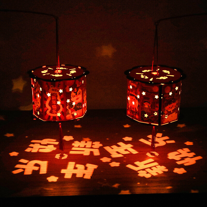 Проекционный вращающийся фонарь «Год Дракона», портативная детская креативная светящаяся игрушка ручной работы «сделай сам», новогодний ручной фонарь