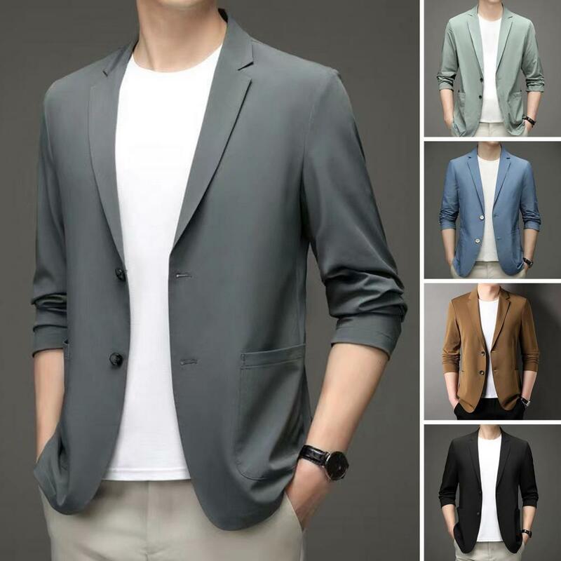 Anti-Wrinkle Ultra Thin Ice Silk Suit Jacket Summer men blazer Breathable Stretch Casual Suit Plus Size Lightweight blazers