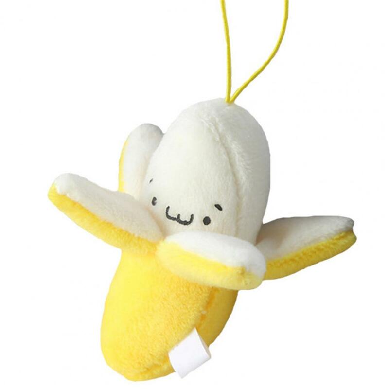 Gantungan Kunci boneka kartun mewah, gantungan kunci dekorasi tas liontin boneka mewah bentuk pisang mengupas katun PP hadiah ulang tahun