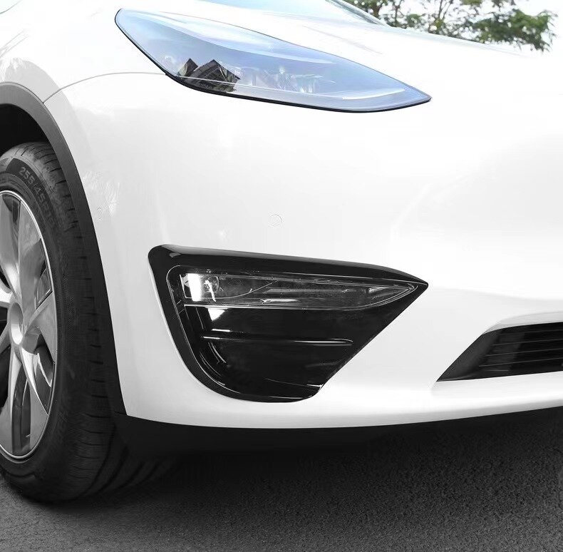 Dla Tesla Model Y lampa przeciwmgielna Spoiler ostrze osłona ochronna Woof ząb nóż dekoracja z ABS naklejka samochodowa akcesoria samochodowe
