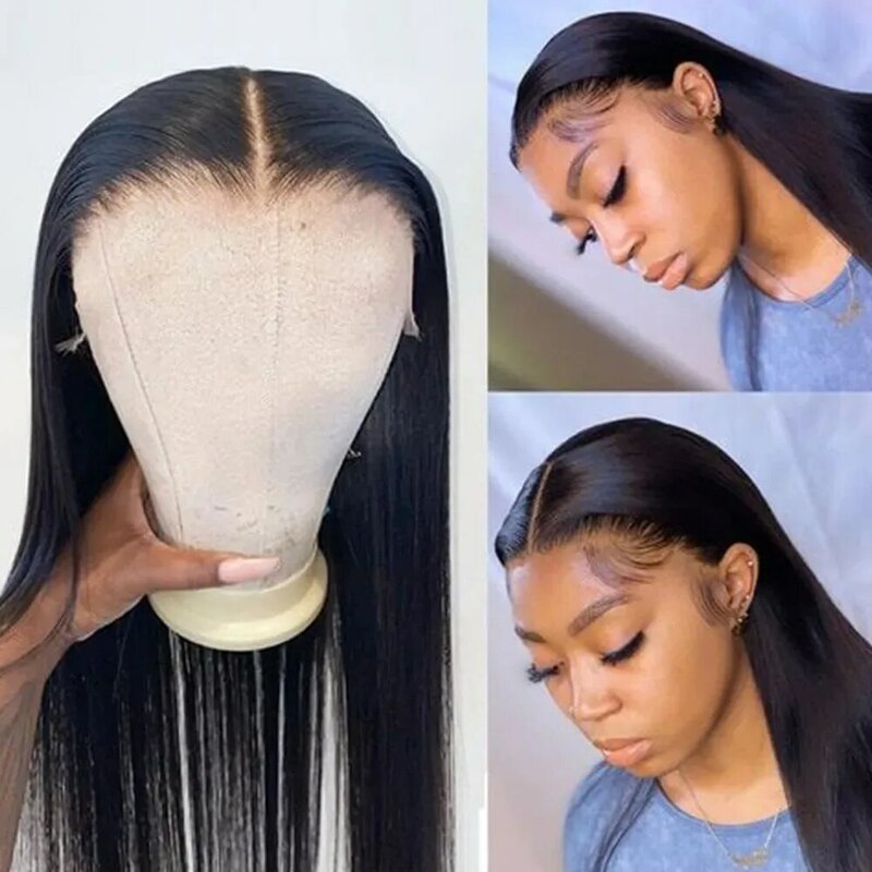 13x6 Straight Lace Front Human Hair 30 32 inch Glueless Wig Human Hair Transparent  Brazilian Pre Plucked Lace Frontal Wig