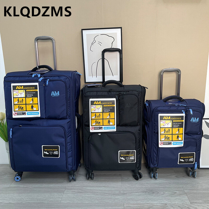 KLQDZMS 20"24"29Inch Suitcase New Oxford Cloth Trolley Case Large Capacity Waterproof Boarding Box with Wheels Rolling Luggage