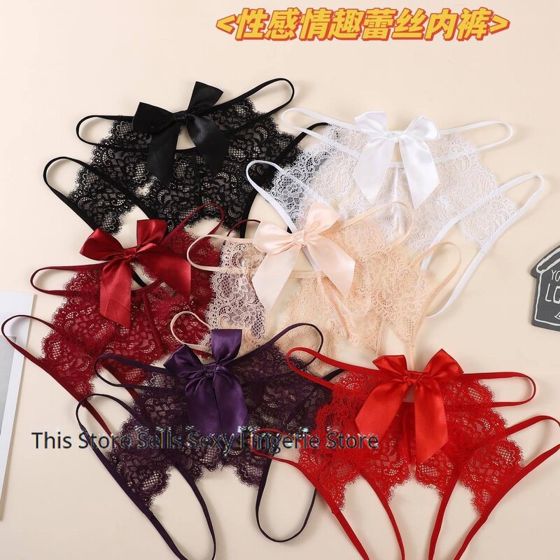 European and American open-end sexy women's lace transparent pants seamless temptation mesh briefs wholesale 1035